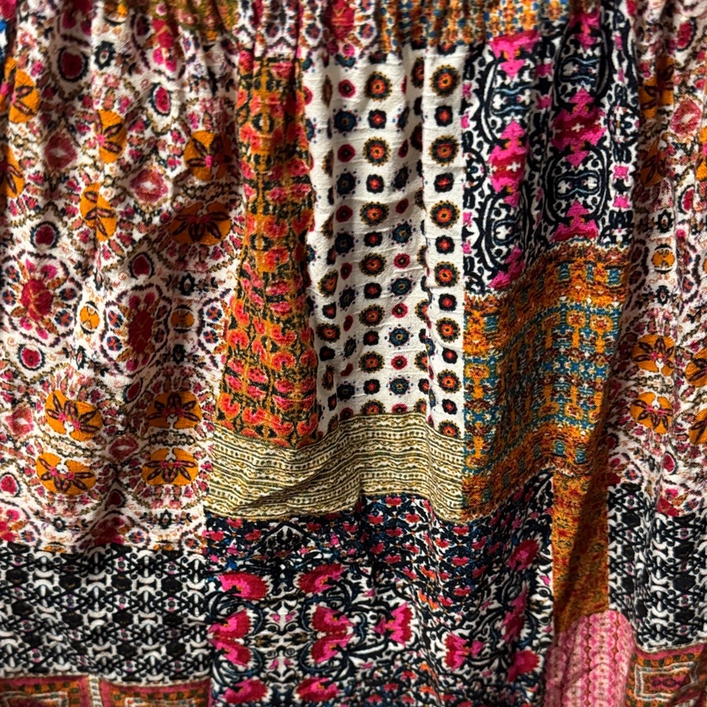 Rose & Olive Multi-Color Patchwork Off-Shoulder T… - image 7